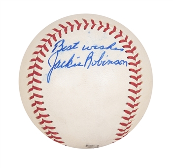 Jackie Robinson Signed & "Best Wishes" Inscribed Baseball (PSA/DNA & JSA)